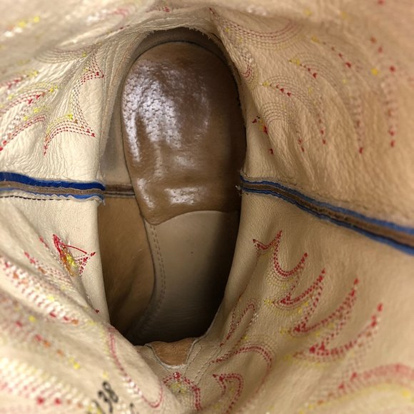 BOULET Men's 11.5 E Brown Blue Leather Embroidered Western Cowboy Boots Canada - Picture 13 of 14